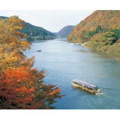 Sightseeing boat on the Mogami River
