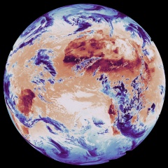 Global surface and cloud-top temperatures by MTG-Sounder.
Data processed by industrial partners Thales and OHB, under the supervision of Eumetsat and ESA. Visual produced by Eumetsat.