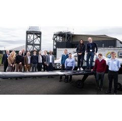 Representatives from Viasat, Thales, Dimetor, TTP plc, and the European Space Agency during the flight trials at Cranfield University.
