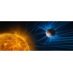 Artist�s impression of an exoplanet with a magnetic field (Credit: ESO/M. Kornmesser, L. Cal�ada)