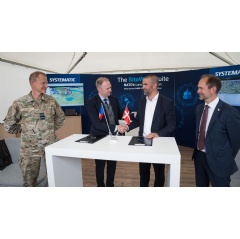LtoR: Danish Ministry of Defence Material and Procurement Agency Dir. Per Pugholm Olsen, Country Dir. Thales Denmark,Ireland,Iceland&Baltics, Martin Soegaard, Systematic CEO,Nikolaj Bramsen and Danish Minister of Defence,Jeppe Bruus ©Rune Borre-Jense