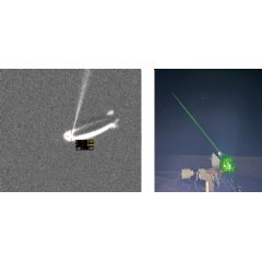 (Left) Tracking the HAPS, (right) transmitting laser pulses from the ground