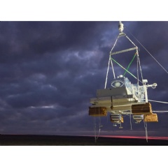 The CORSAIR/WASP balloon payload is suspended in the air before it’s prepared for launch operations.
NASA