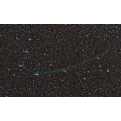 This image shows the orbital pathway of newly discovered dwarf planet candidate ED138, as observed by NSF-DOE Vera C. Rubin Observatory. Credit: NSF-DOE Vera C. Rubin Observatory/NOIRLab/SLAC/AURA *
