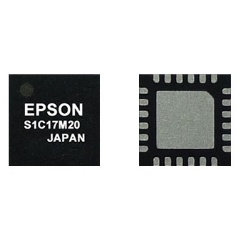 A front and back view of the S1C17M20 in a 24-pin AQFN4-24 package