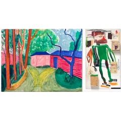 David Hockney, Guest House Garden (2000, estimate: �5,000,000-7,000,000) and
Jean-Michel Basquiat, Because it Hurts the Lungs (1986, estimate: �7,000,000-10,000,000)