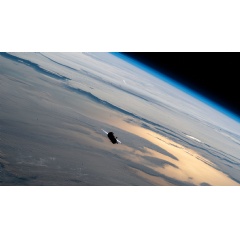 The ISS Progress 79 resupply ship from Roscosmos is pictured 261 miles above the Pacific Ocean after undocking from the Zvezda service module’s rear port and departing the vicinity the International Space Station on June 1, 2022.
Credits: NASA