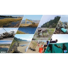 A photo collage of just some of the projects being recommended for funding under the Bipartisan Infrastructure Law and NOAA’s Climate-Ready Coasts initiative. (Image credit: NOAA)