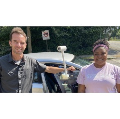 Derek Van Dam, CNN meteorologist, and Brionna Findley, community volunteer, used this sensor attached to a car to measure temperature, humidity, (see complete caption below)