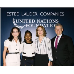 Estée Lauder Global Changemaker Amanda Gorman joins ELC Chief Data Officer, Jane Lauder, Executive Chairman, William P. Lauder, and the UN Foundation President and CEO, Elizabeth Cousens, at ELC’s event “Access and Inclusion”