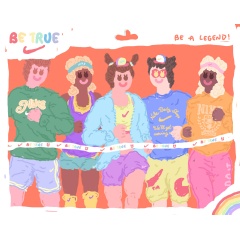 Artwork at the Be True Hub
An illustration by artist Zhu Chen Wei, who aims to show sport as a powerful catalyst in creating a more diverse, better world.