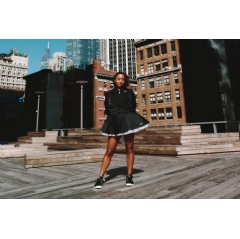 Naomi Osaka. Nike united Naomi Osaka and fashion designer Yoon Ahn to create one-of-a-kind day and night competition kits (in green and black, respectively) for Osakas return to the U.S. Open.