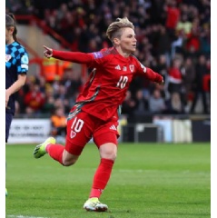 Ceri Holland of Wales celebrates scoring in a UEFA Women’s Nations League match against Germany
Ceri Holland of Wales celebrates scoring in a UEFA Women’s Nations League match against GermanyGetty Images