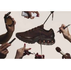 Isamaya Ffrench x Nike Air Max Dn. Nike is collaborating with renowned makeup artist Isamaya Ffrench to create two fresh colorways of the Air Max Dn. The chocolate brown colorway is seen here.