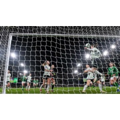 Action from the UEFA Women’s EURO 2025 play-off match between Republic of Ireland and Wales. Sportsfile via Getty Images