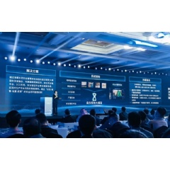 A Conch Group official introduces the cement building materials industry AI model at the Wuhu event