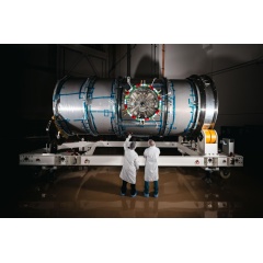 Gateway�s HALO module at Northrop Grumman�s facility in Gilbert, Arizona, on April 4, 2025, shortly after its arrival from Thales Alenia Space in Turin, Italy.
NASA/Josh Valcarcel

