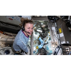 NASA astronaut Zena Cardman processes bone cell samples inside the Kibo laboratory module�s Life Science Glovebox.
NASA