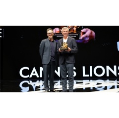 Simon Cook, CEO Cannes Lions and Eddy Cue, Apple’s senior vice president of services and health attend Cannes Lions Entertainment Person of the Year honoring Apple’s Eddy Cue at the Grand Théâtre Lumière on June 21, 2026, in Cannes, France.