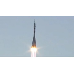 The Soyuz MS-29 spacecraft ascends toward Earth orbit shortly after lifting off from the Baikonur Cosmodrome in Kazakhstan.
NASA+