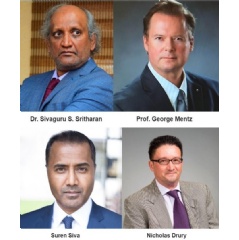 Pictured (clockwise from top left): Dr. Sivaguru S. Sritharan, Prof. George Mentz, Suren Siva, and Nicholas Drury � the core leadership team shaping QuantSafe�, an AI-powered portfolio optimization platform built for institutional resilience.