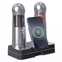 Upgrade your kitchen: COSPRO’s 2-in-1 Salt & Pepper Grinder Set w/Smartphone Wireless Charging features sleek electric grinders + a removable wireless charging plate. Ideal for home & restaurant tables—keep your phone powered while you cook or dine.